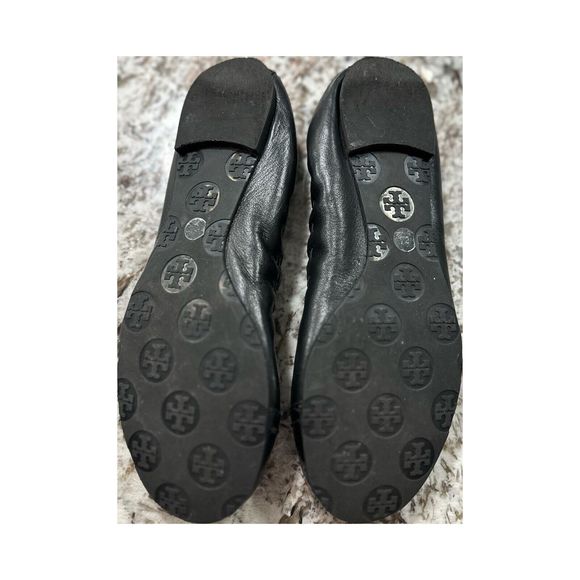 Tory Burch Ballet Flats Shoes Womens Size 6 Abbey Leather Cap Toe Slip On Black - Picture 4 of 6